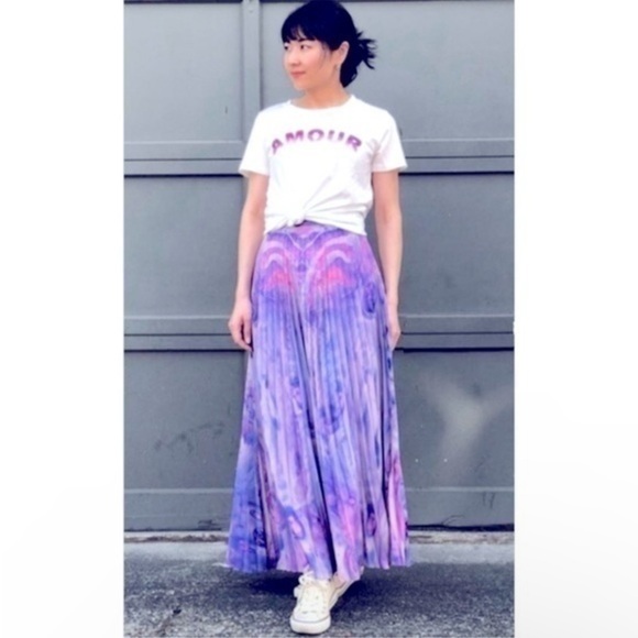 Siddhartha Bansal Anthropologie Marble Dyed Pleated Skirt Psychedelic Festival 2 - Picture 4 of 13
